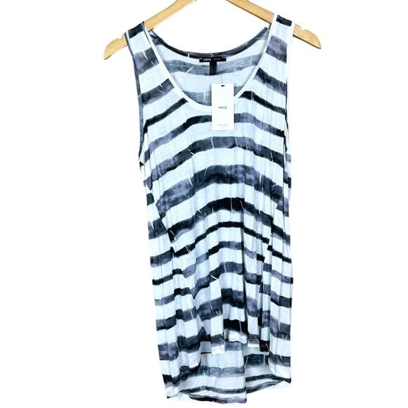 MNG Mango Basics Black Striped Monochrome White Oversized Tank Top XS/S NWT - Picture 1 of 6